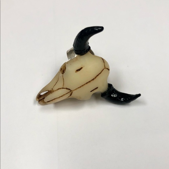 Native Rainbow Cow Skull Adjustable Ring - Picture 7 of 7